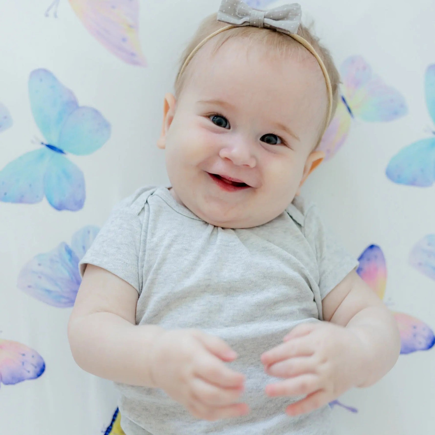 Honey Lemonade Butterfly Fitted Crib Sheet - 