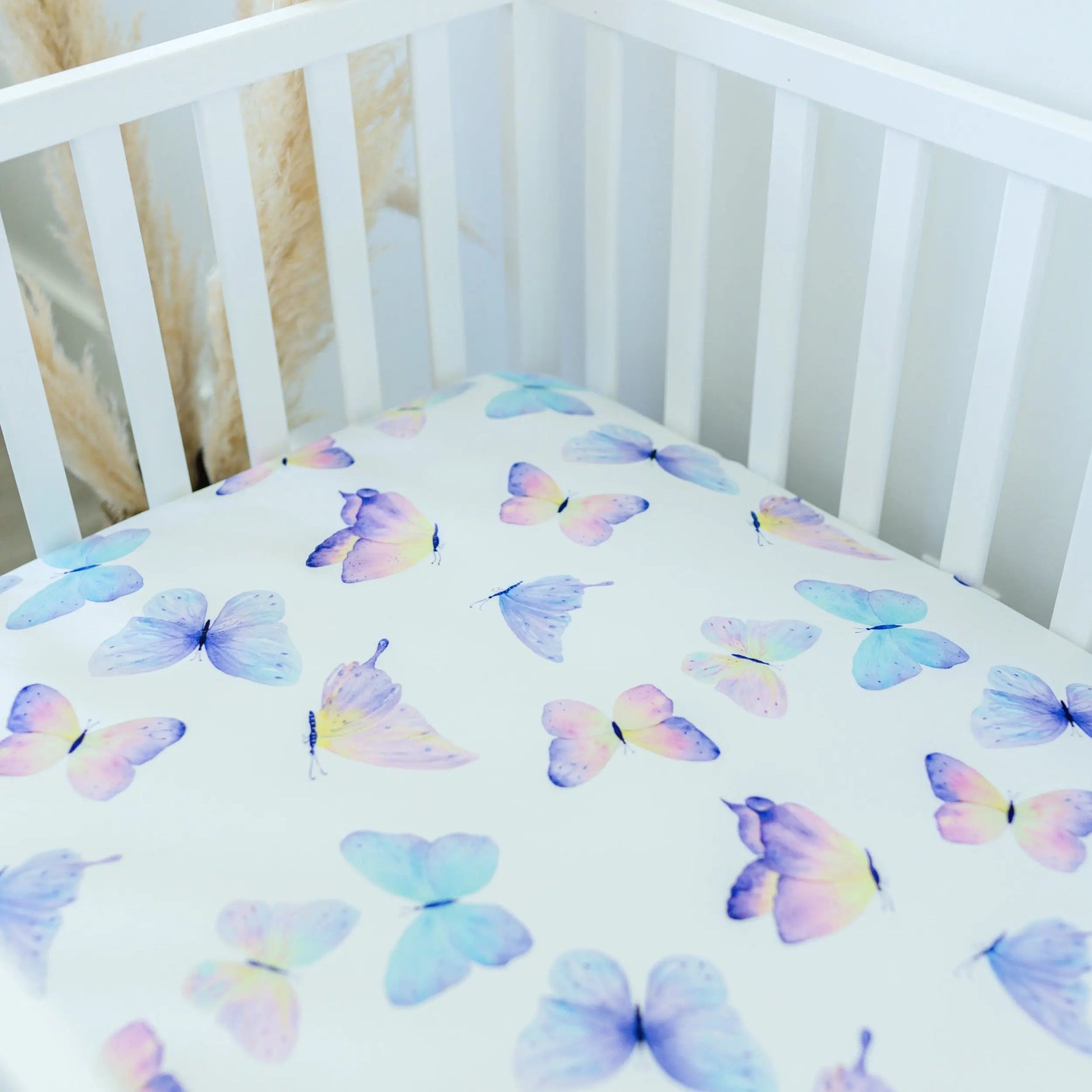 Honey Lemonade Butterfly Fitted Crib Sheet - 