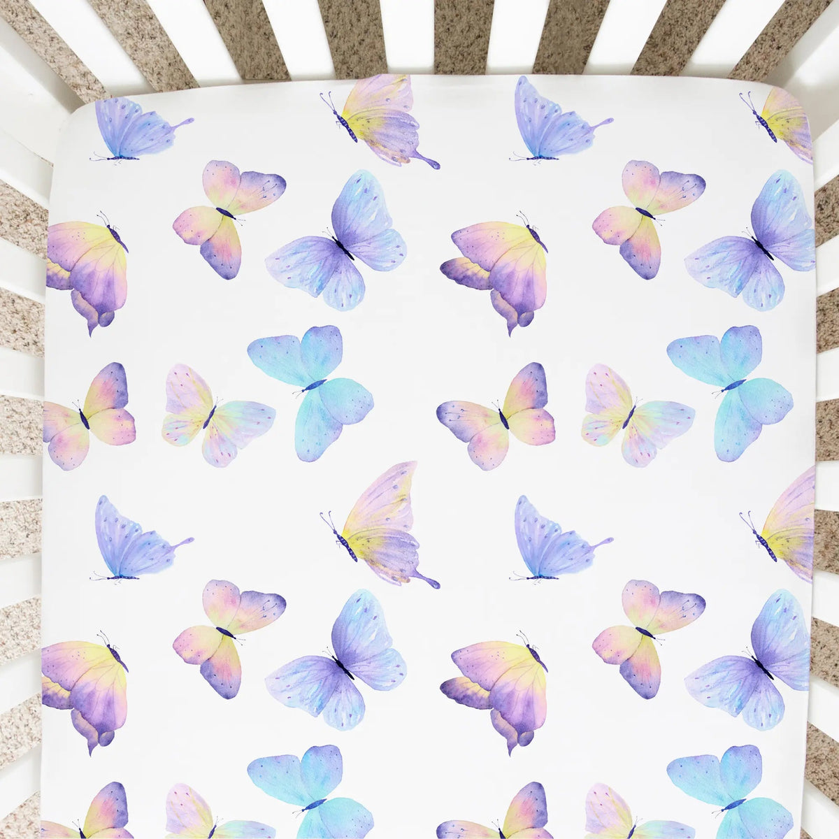 Honey Lemonade Butterfly Fitted Crib Sheet - 
