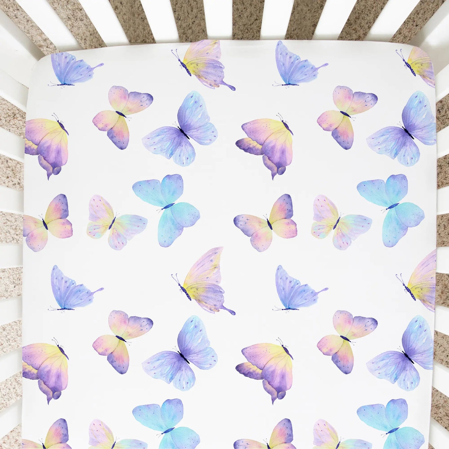 Honey Lemonade Butterfly Fitted Crib Sheet - 