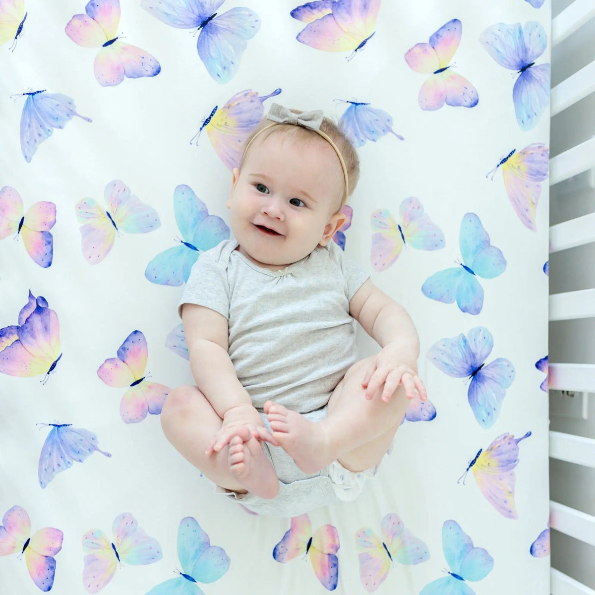 Honey Lemonade Butterfly Fitted Crib Sheet - 