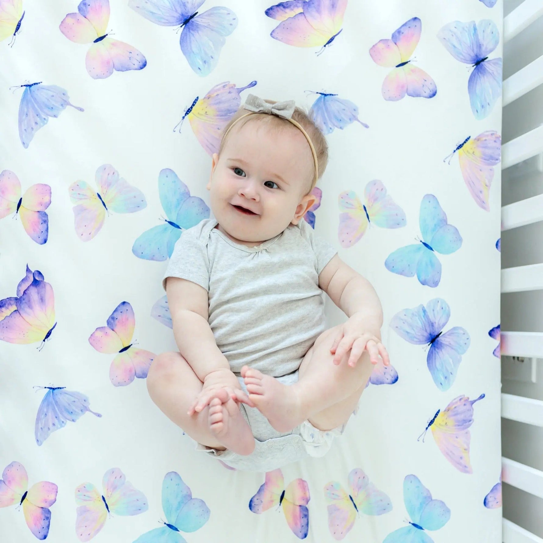 Honey Lemonade Butterfly Fitted Crib Sheet - 