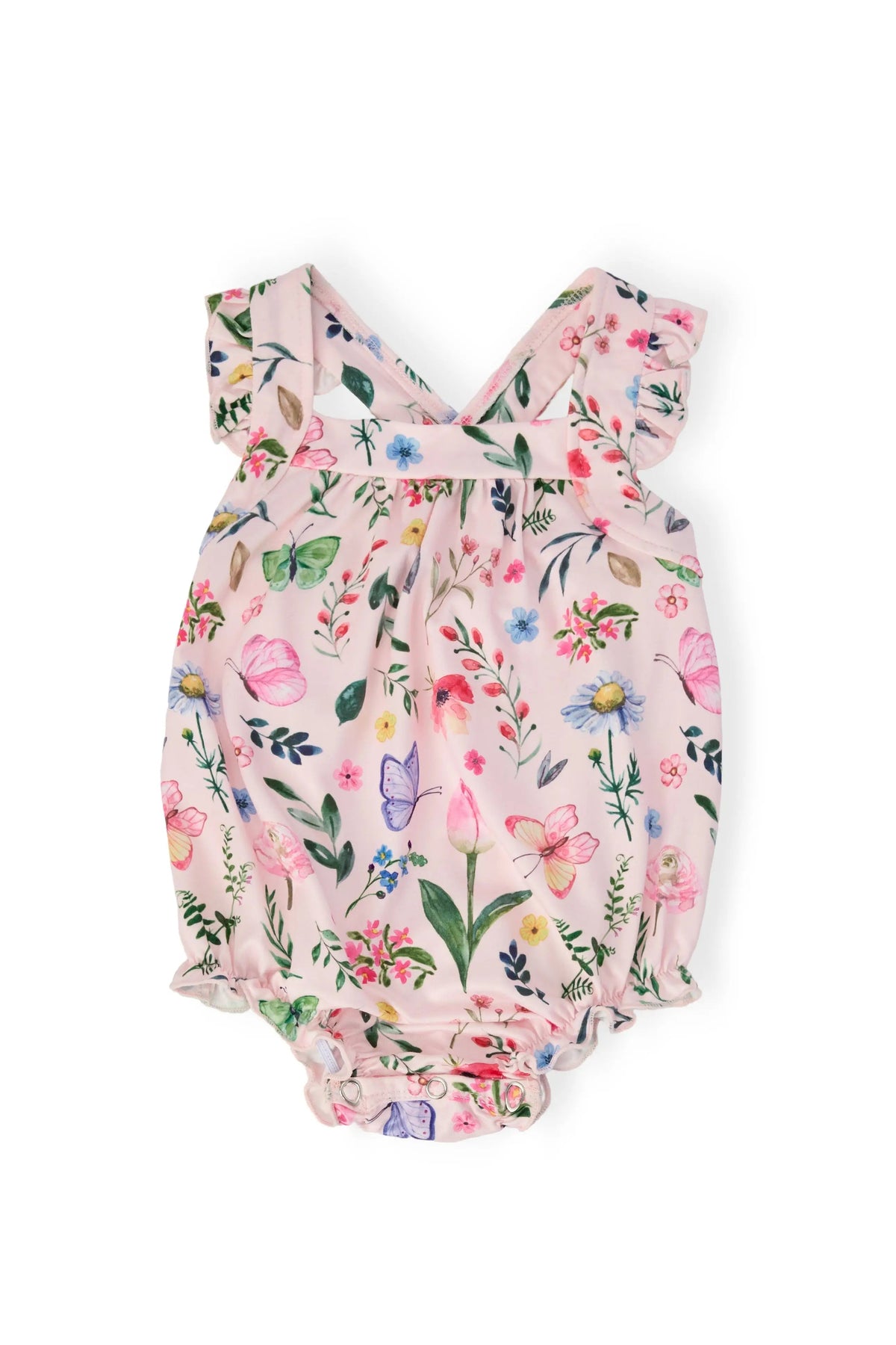 Mila & Rose ® Butterfly Meadows Ruffle Cross Back Romper - 
