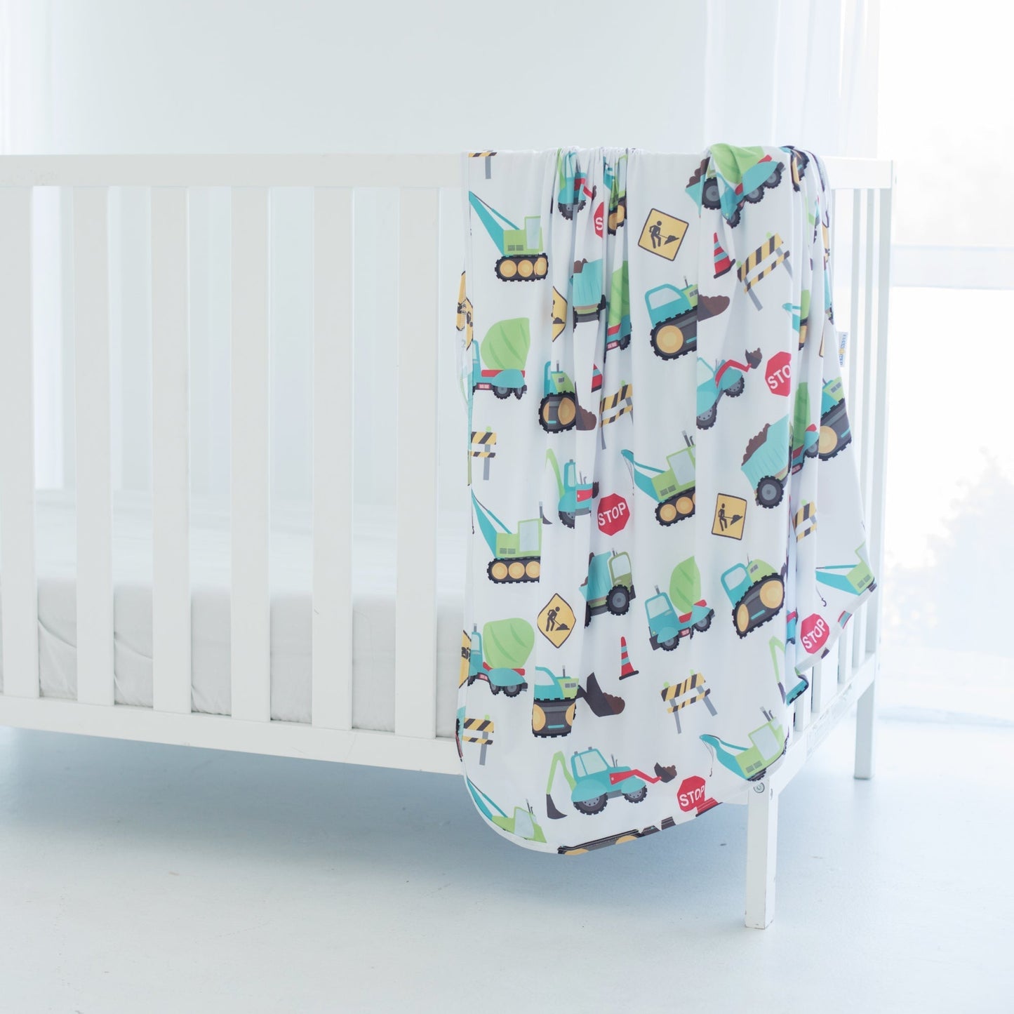 Buttery Soft Stretchy Swaddle Blanket Construction Trucks for Babies Honey Lemonade
