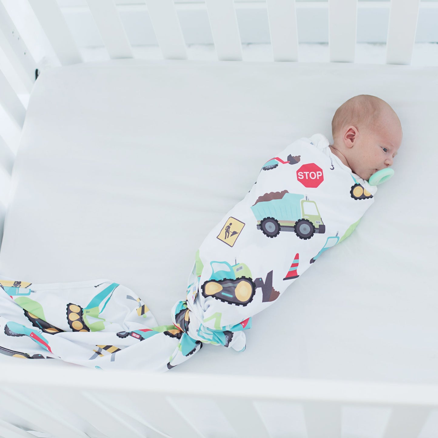 Buttery Soft Stretchy Swaddle Blanket Construction Trucks for Babies Honey Lemonade