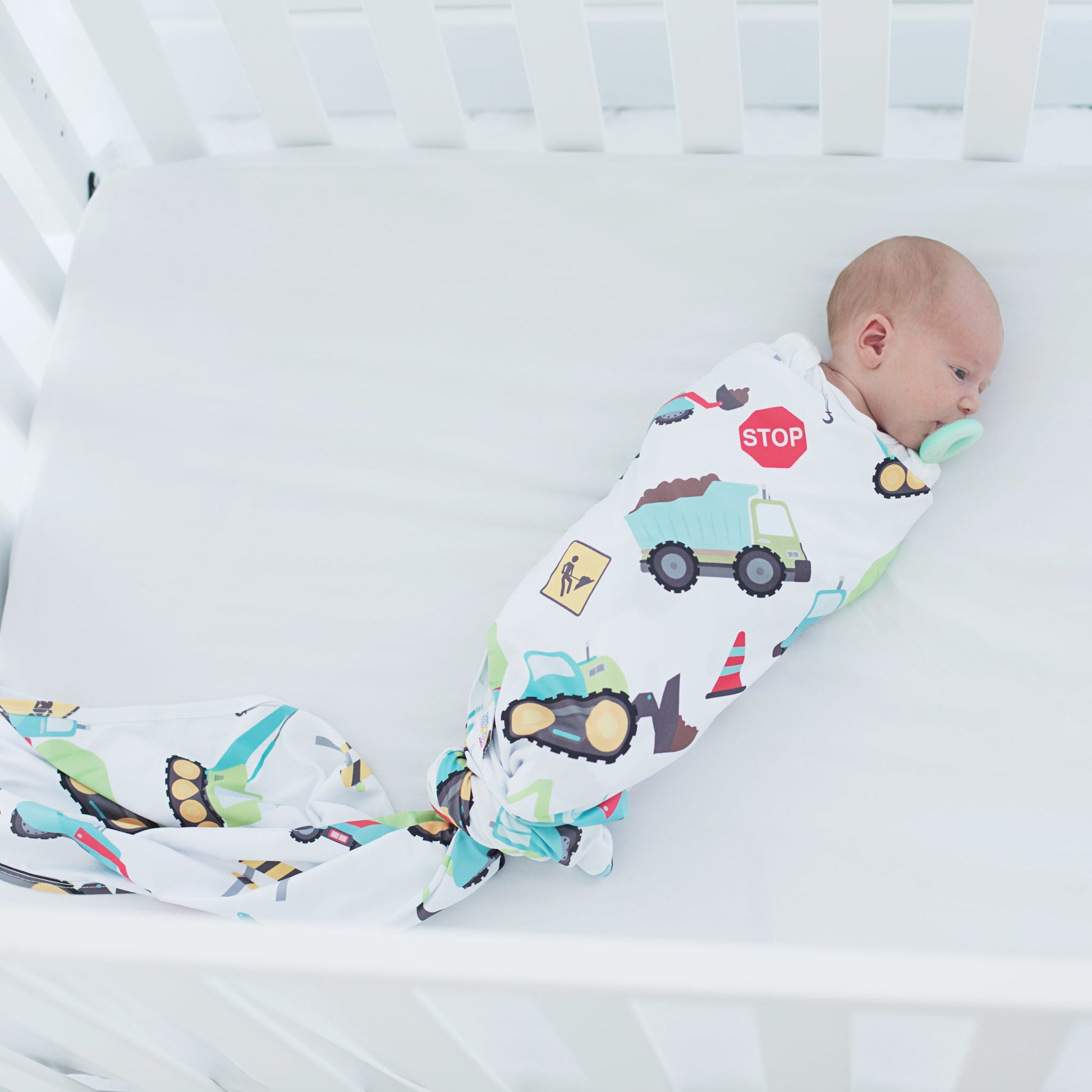 Buttery Soft Stretchy Swaddle Blanket Construction Trucks for Babies Honey Lemonade