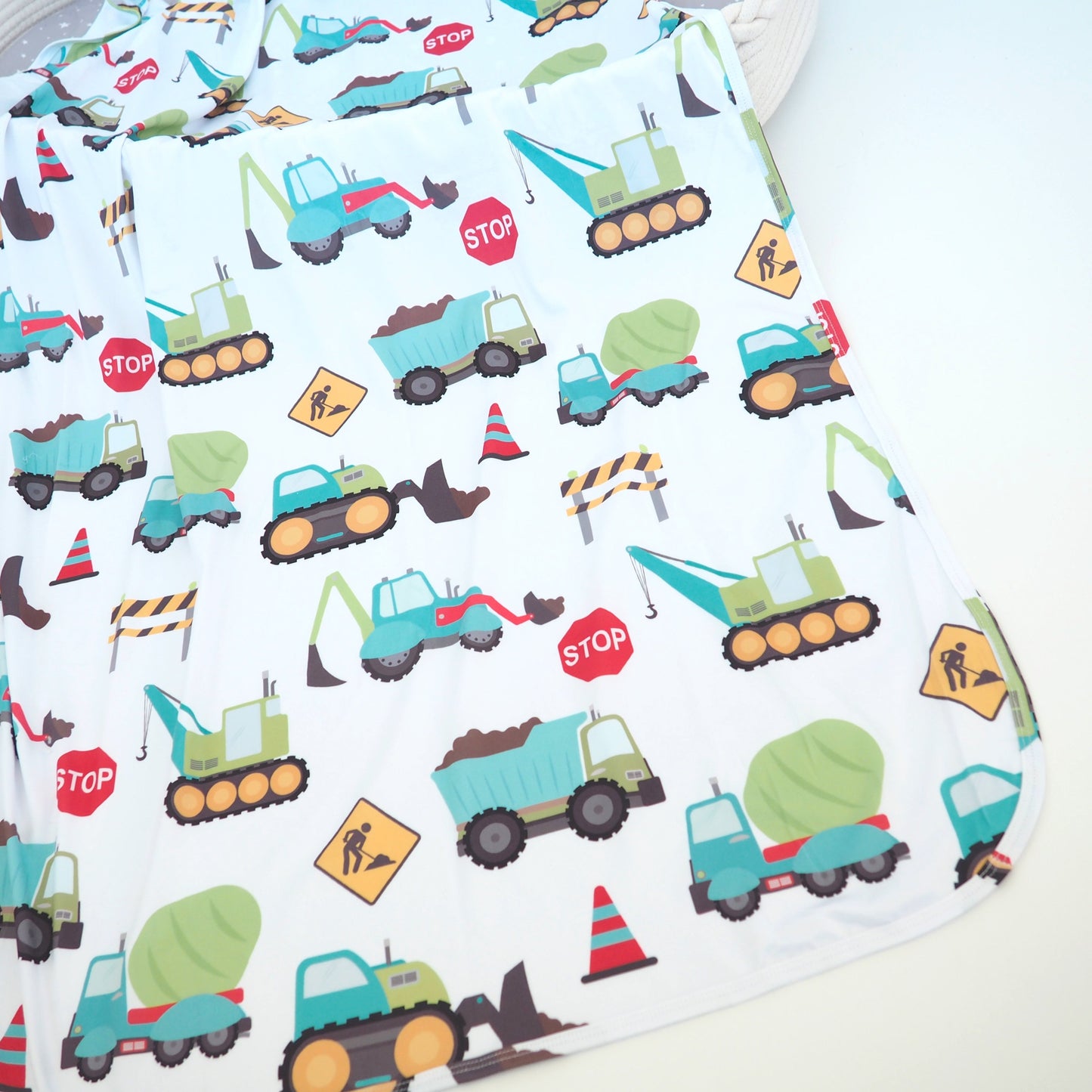Buttery Soft Stretchy Swaddle Blanket Construction Trucks for Babies Honey Lemonade