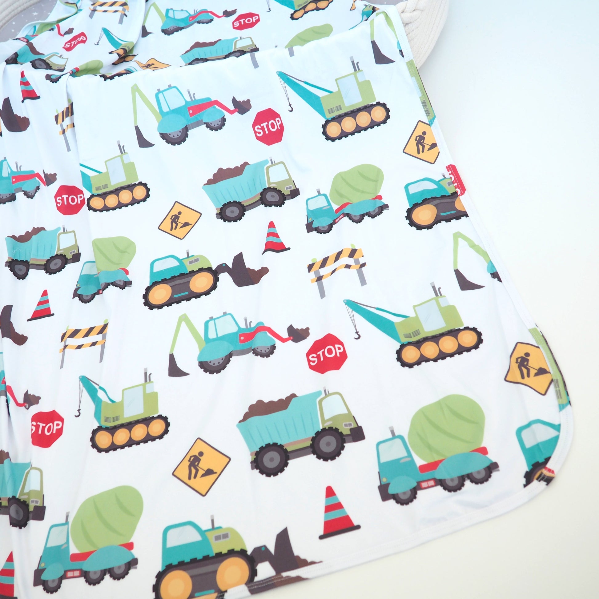 Buttery Soft Stretchy Swaddle Blanket Construction Trucks for Babies Honey Lemonade