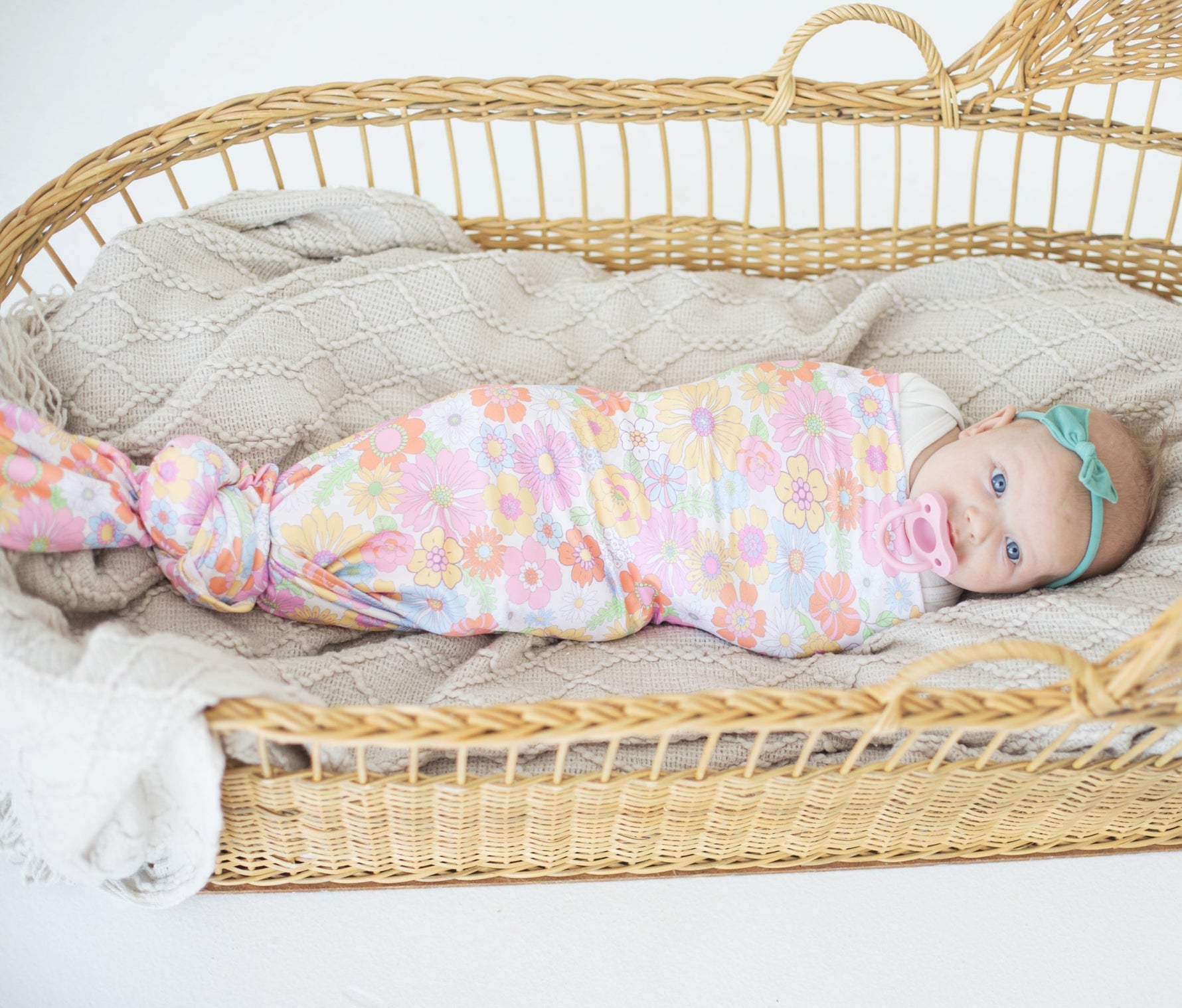 Honey Lemonade Buttery Soft Stretchy Swaddle Blanket with Retro Floral Design for Babies - Baby & Toddler > Swaddling & Receiving Blankets > Swaddling Blankets
