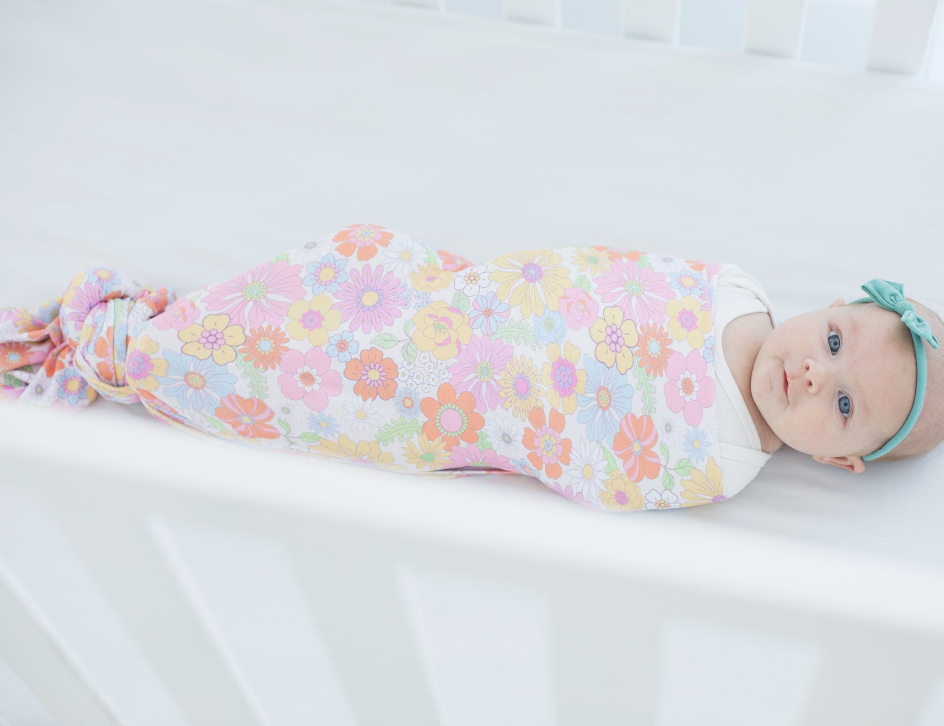 Buttery Soft Stretchy Swaddle Blanket Retro Floral Design for Babies Honey Lemonade