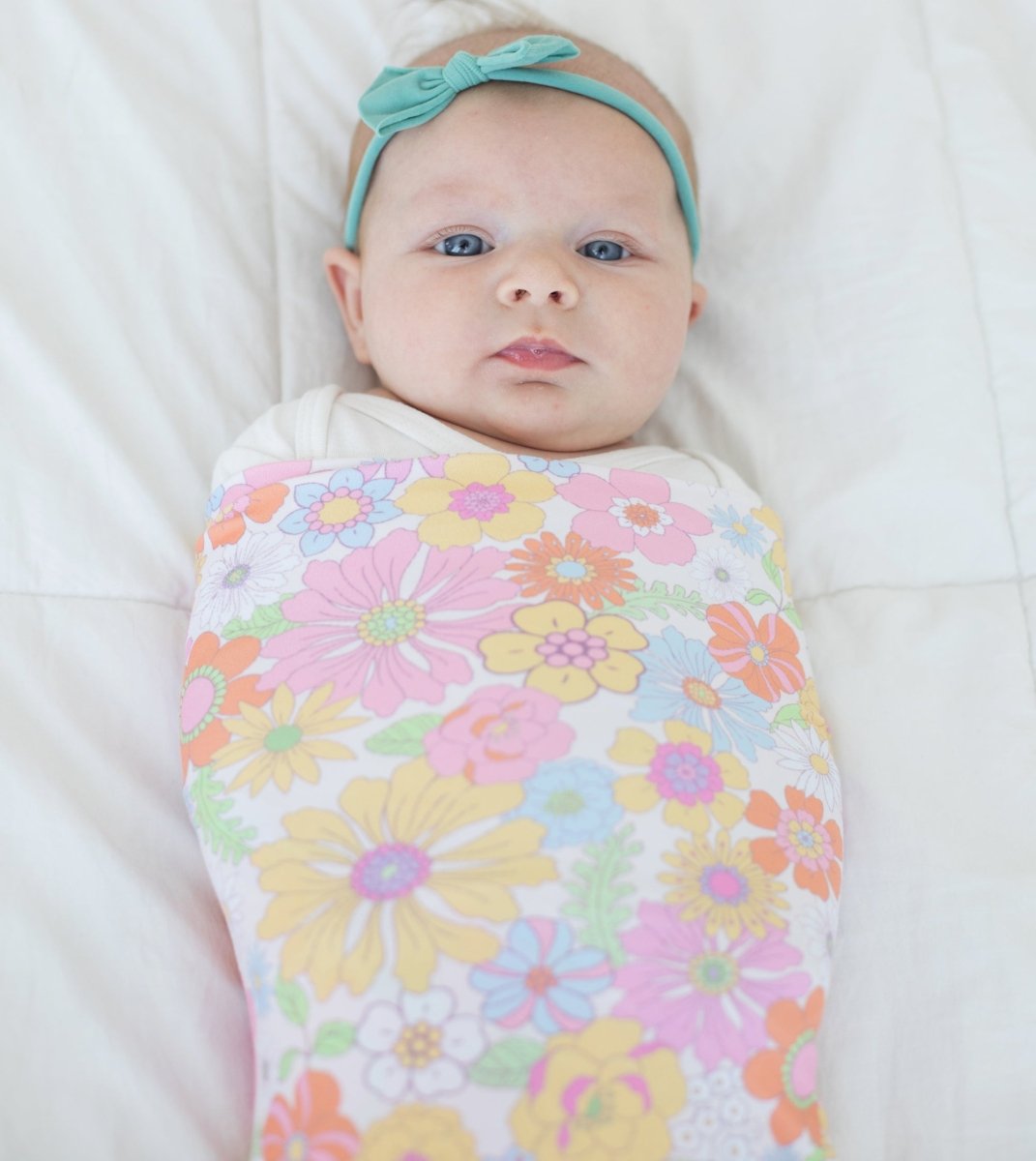 Honey Lemonade Buttery Soft Stretchy Swaddle Blanket with Retro Floral Design for Babies - 