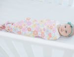 Honey Lemonade Buttery Soft Stretchy Swaddle Blanket with Retro Floral Design for Babies - 