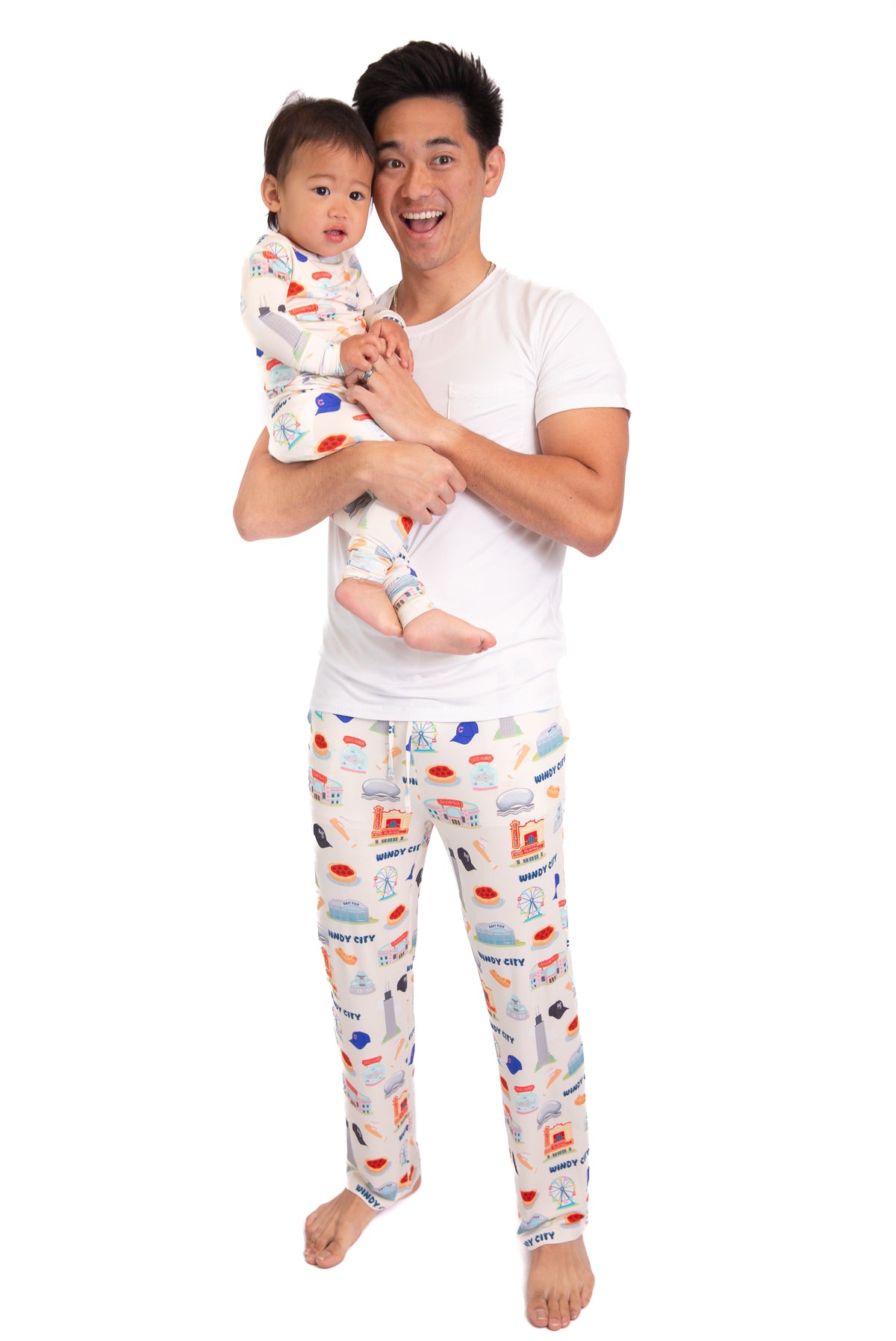Windy City Chicago Bamboo Pajama Pants | Soft Chicago Skyline Lounge Pants for Men by Rayn’s Tiny Stitches