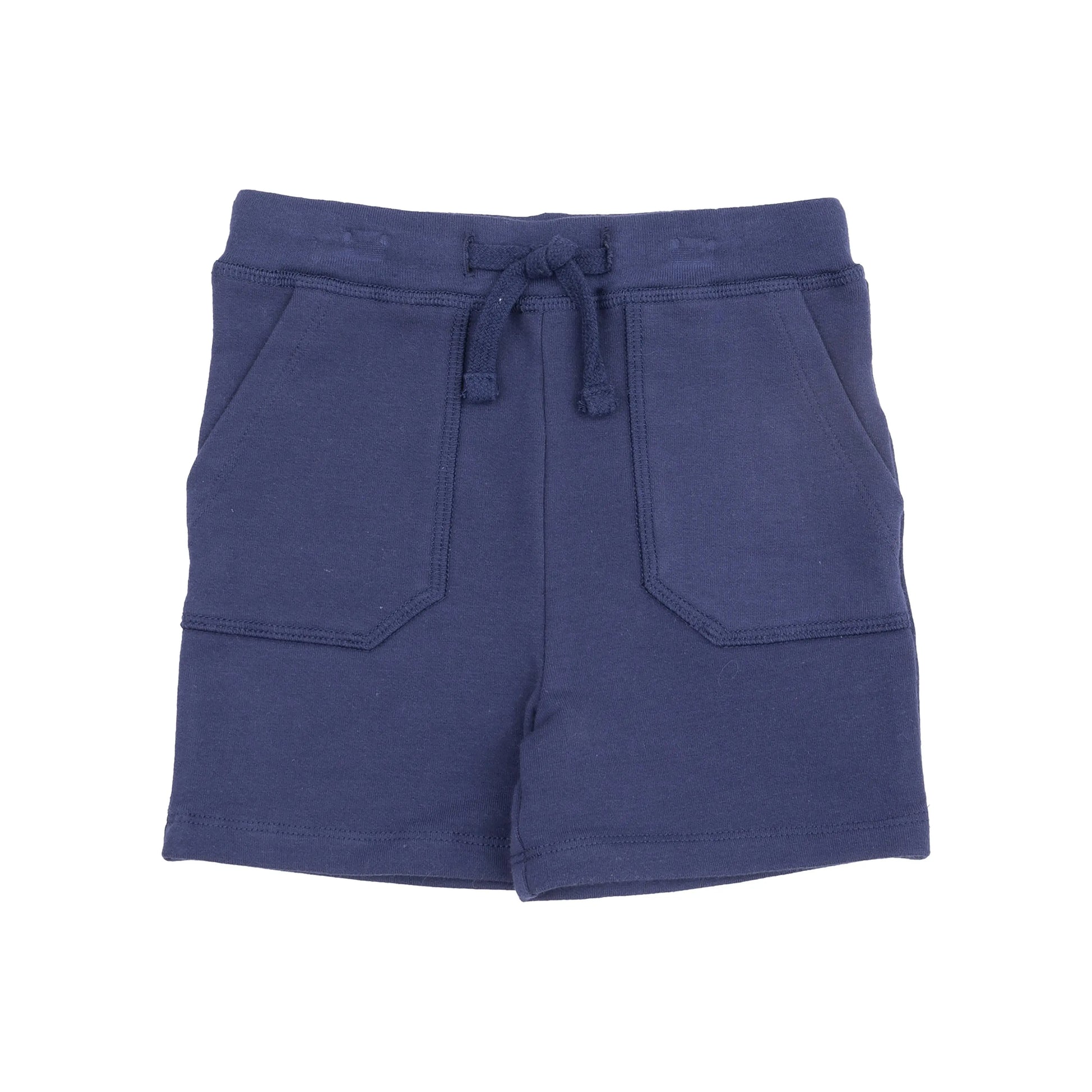 Button Down Muslin Polo and French Terry Short Set Navy Gingham Angel Dear