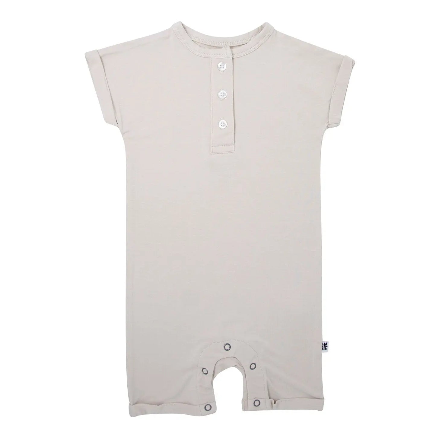 Button Romper for Baby Boys Stylish Summer One Piece with Button Placket and Snaps Sweet Bamboo