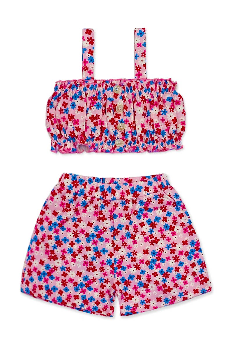 Cutie Patootie Clothing - TKSS-3006T-AMY02 Toddler's 2 Piece Floral Short Set - Pink/Red Florals / 2 by Cutie Patootie Clothing at Everetts Place