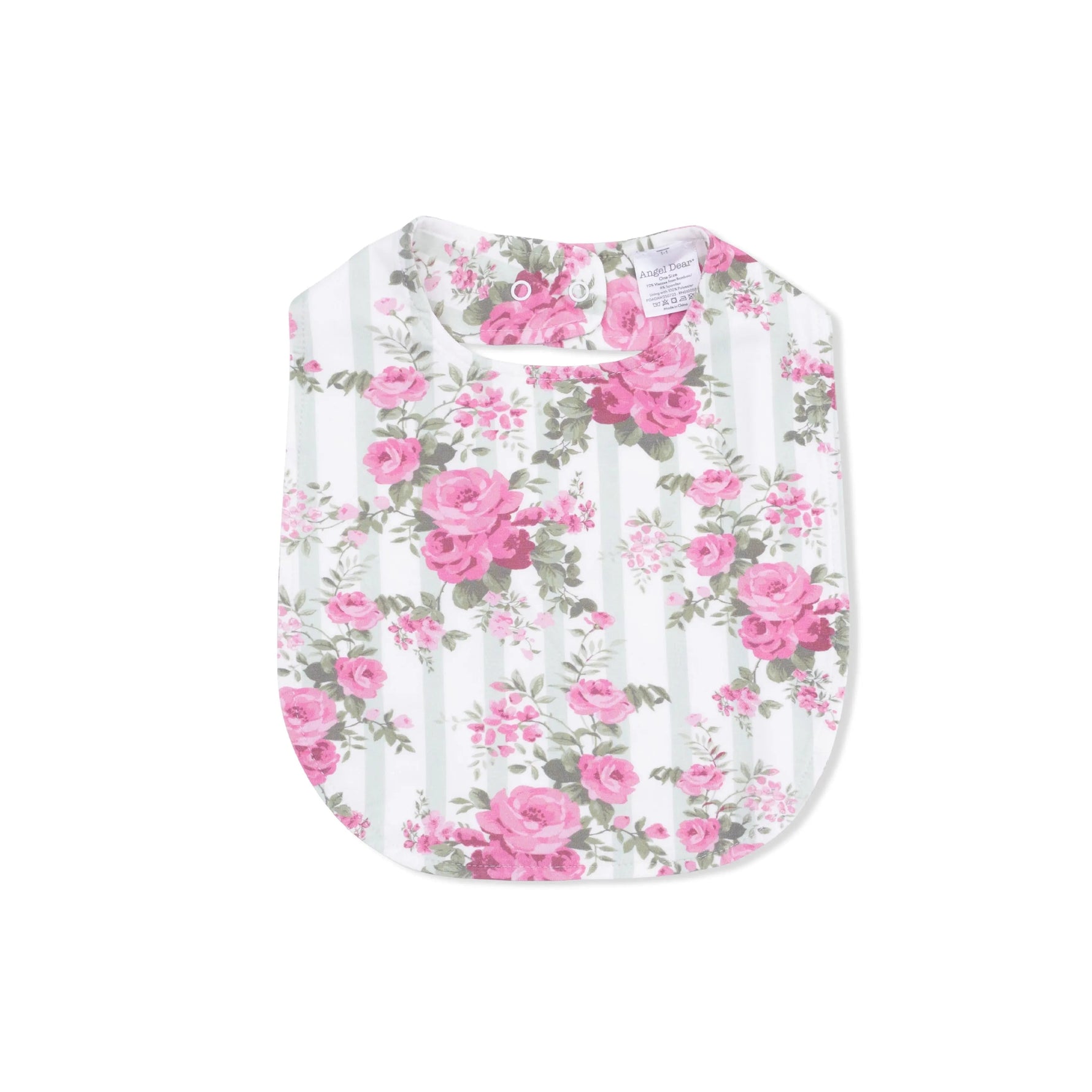 Cabbage Rose Stripe - Feeding Bib - White, Bib, Pink, Baby & Toddler Clothing, Rose family | Everetts Place