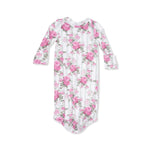 Cabbage Rose Stripe - Knotted Gown - Sleeve, White, Textile, Pink, One-piece garment | Everetts Place