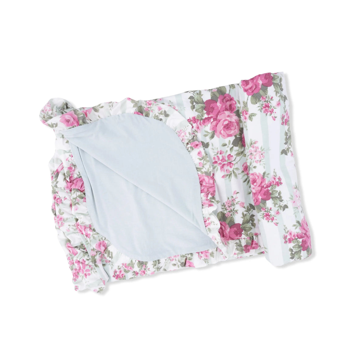 Angel Dear Cabbage Rose Stripe - Ruffle Blanket - 