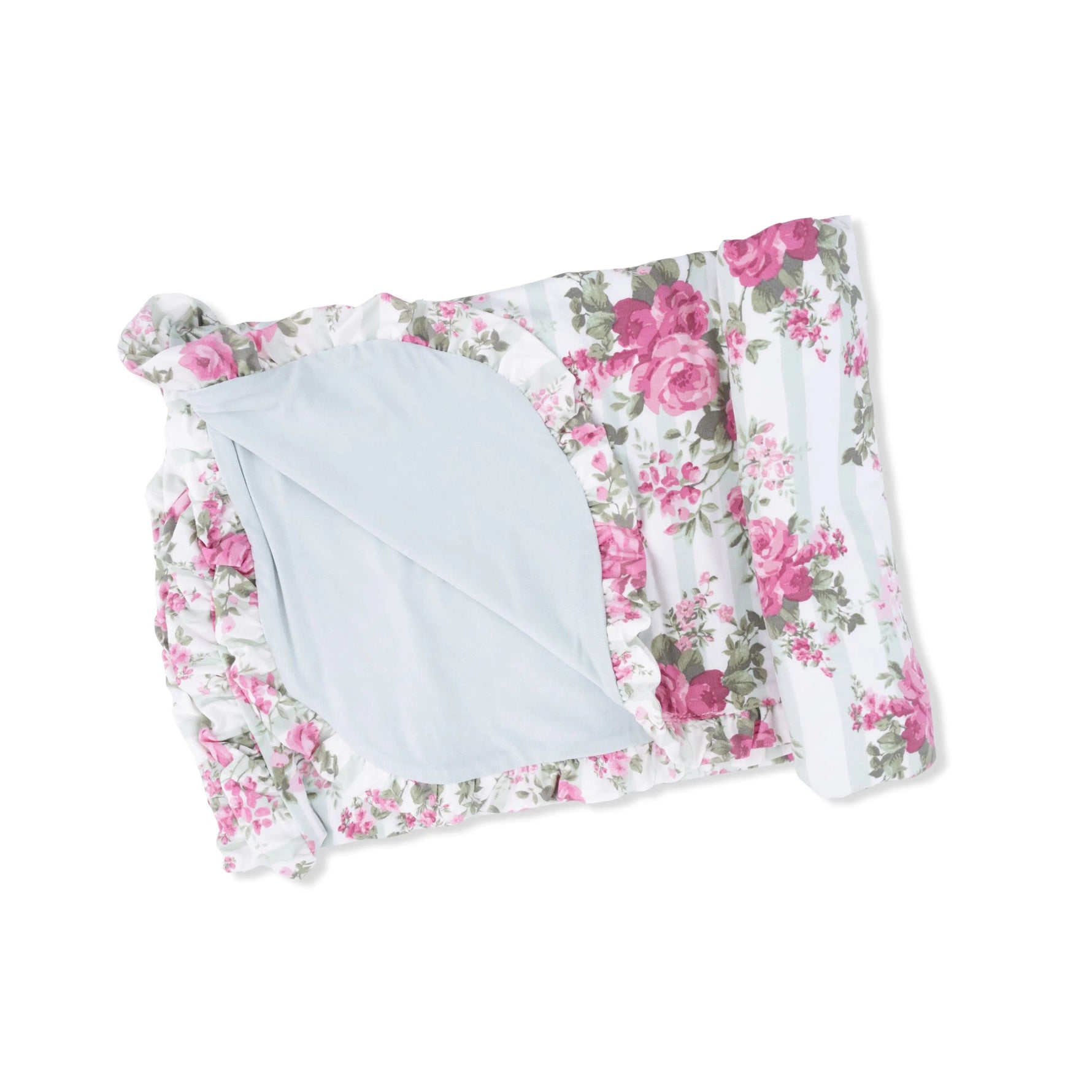 Angel Dear Cabbage Rose Stripe - Ruffle Blanket - 