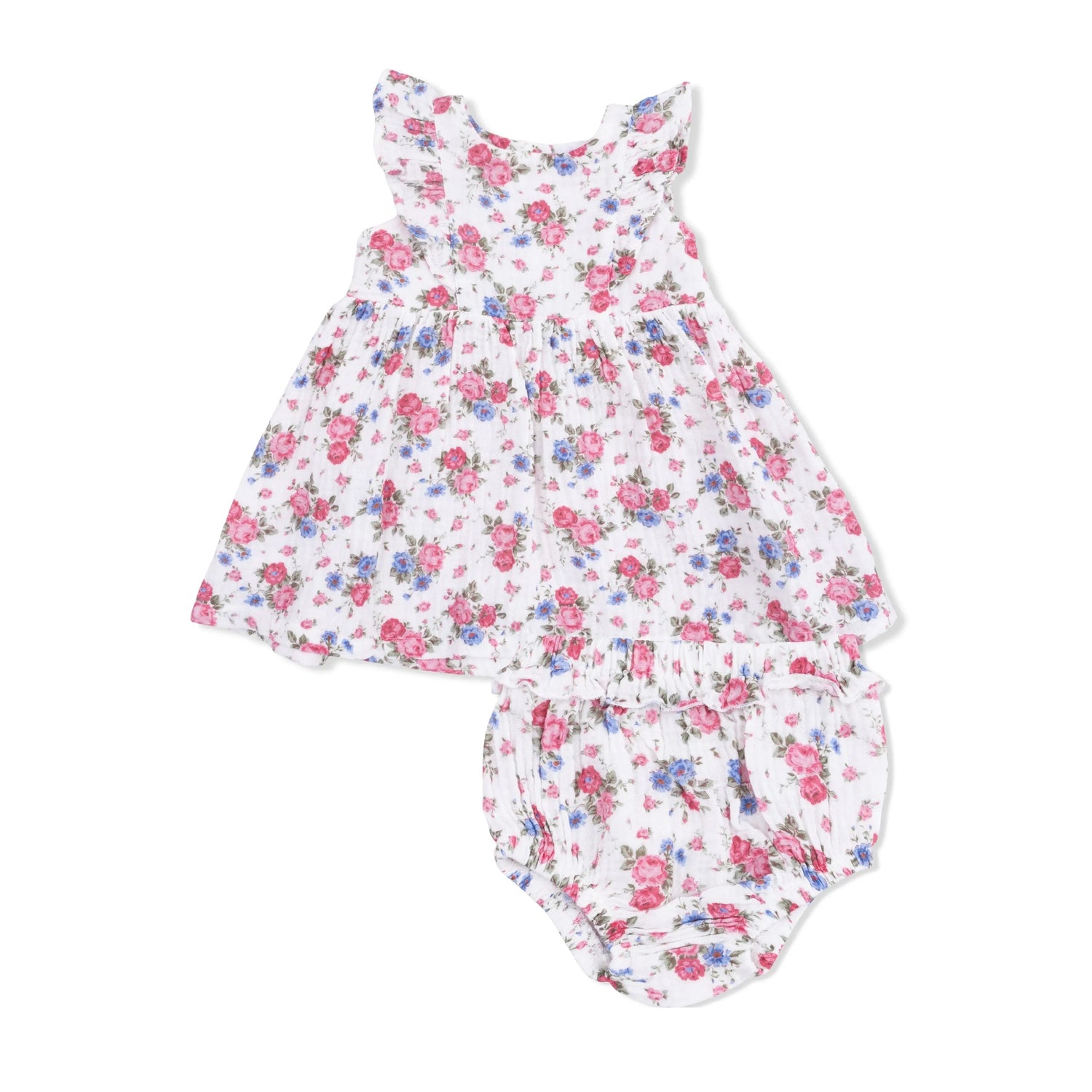Angel Dear Cabbage Roses - Ruffle Sleeve Dress and Bloomer - 