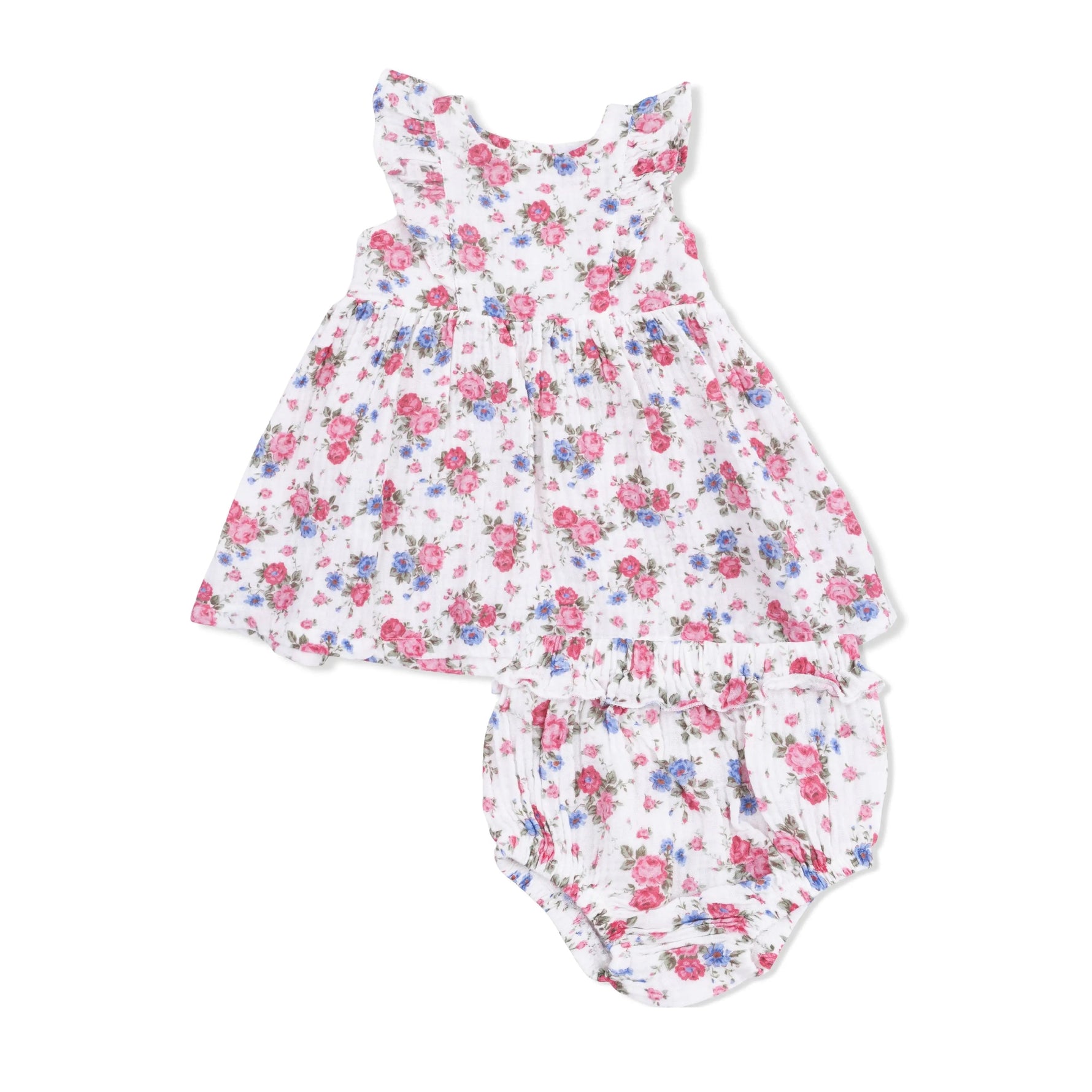 Angel Dear Cabbage Roses - Ruffle Sleeve Dress and Bloomer - 