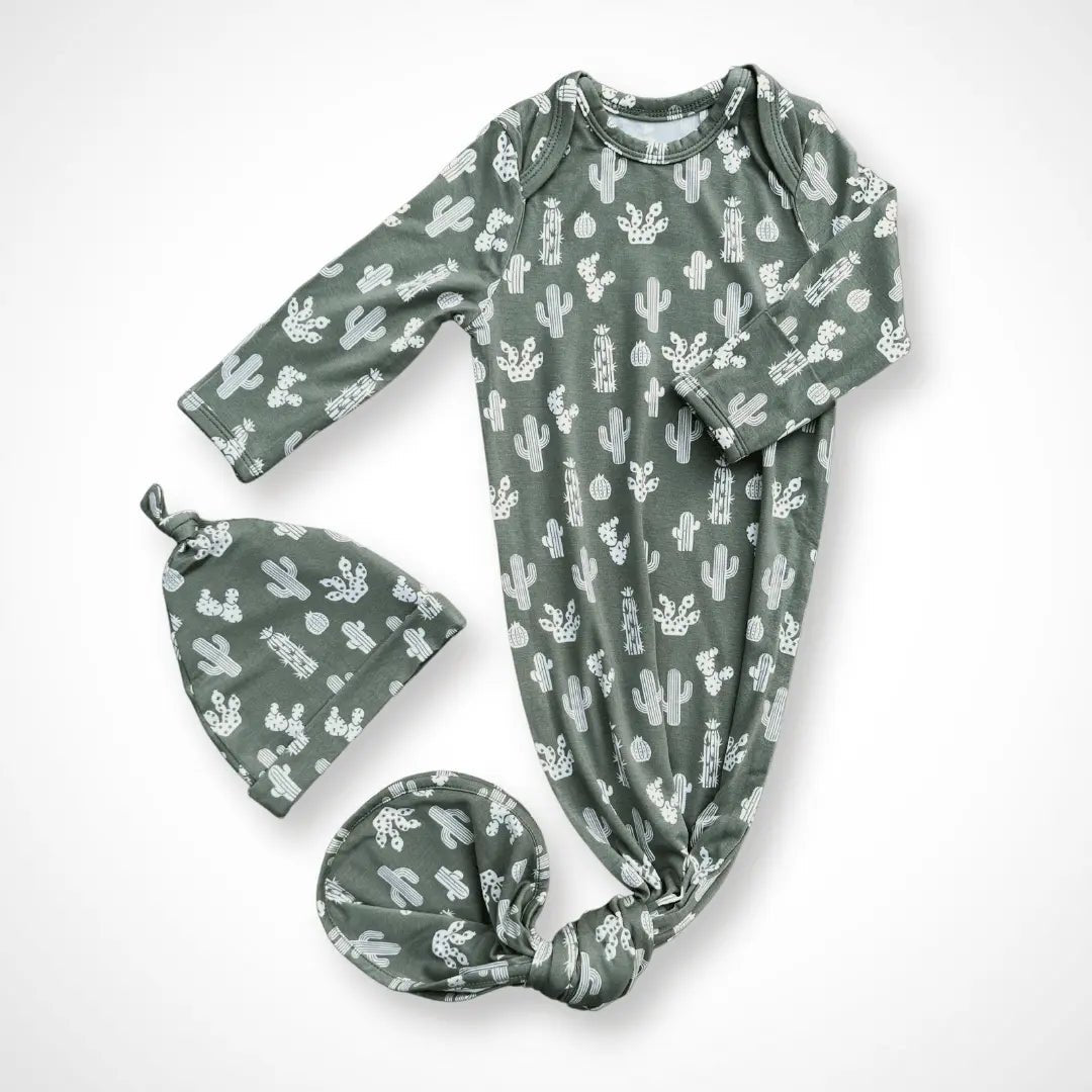 Kolorful Cactus Newborn Bamboo Gown Soft Comfortable Gender Neutral Gift Set - Everetts Place Boutique - 