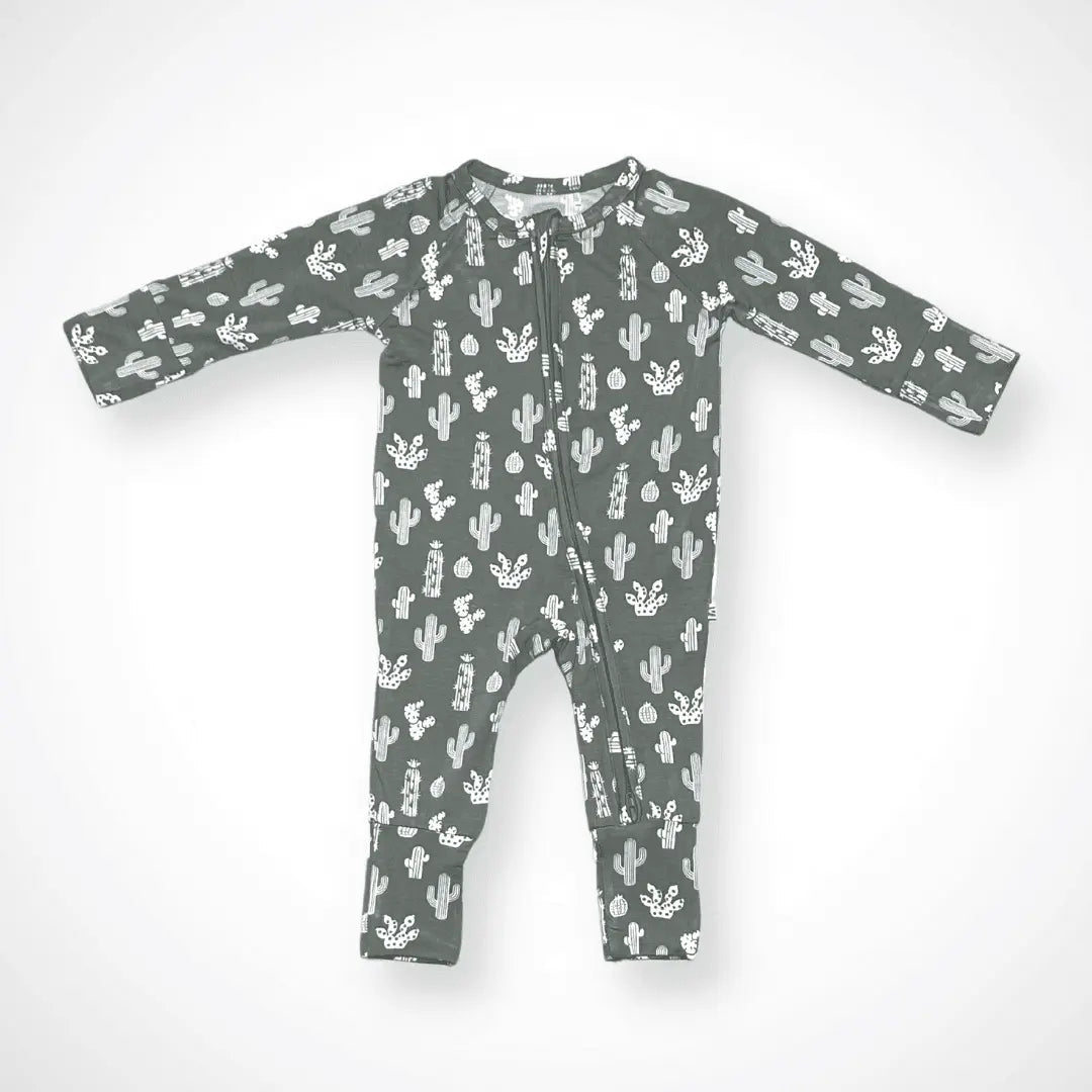 Kolorful Cactus Print Bamboo Baby Pajama with Two Way Zipper and Fold Over Hands and Feet - Everetts Place Boutique - 