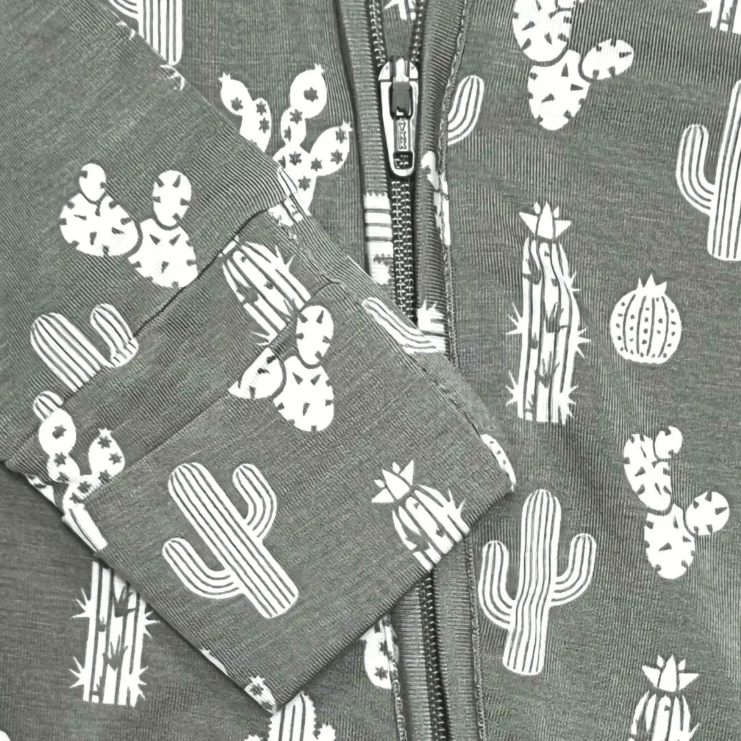 Kolorful Cactus Print Bamboo Baby Pajama with Two Way Zipper and Fold Over Hands and Feet - Everetts Place Boutique - 