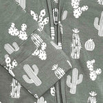 Kolorful Cactus Print Bamboo Baby Pajama with Two Way Zipper and Fold Over Hands and Feet - Everetts Place Boutique - 