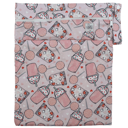 Cake Pop Wet Bag Double Zipper Water Resistant 12 by 16 Inches Durable KAM Snaps Fits 6 to 8 Cloth Diapers Texas Tushies