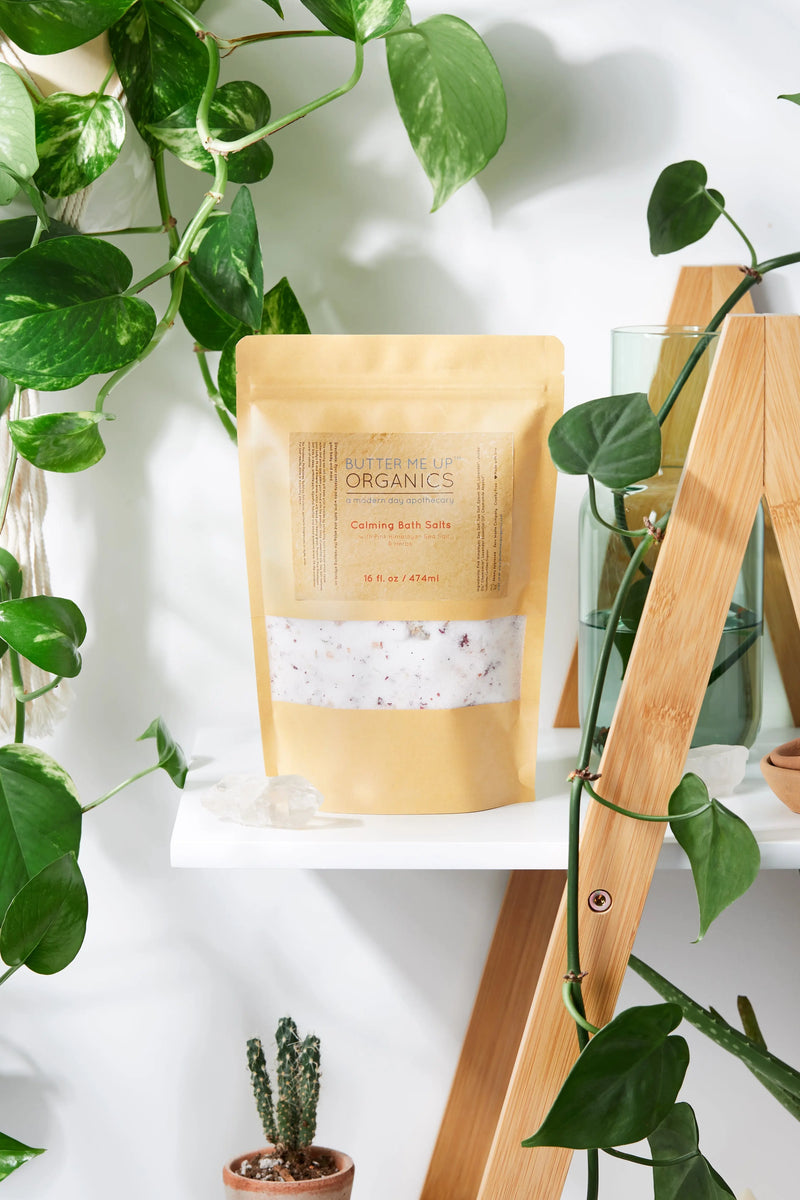 Calming Bath Salts Detox Relaxation Lavender Chamomile Essential Oils Organic Herbs Herbal Bath Salts for Stress Relief Butter Me Up Organics