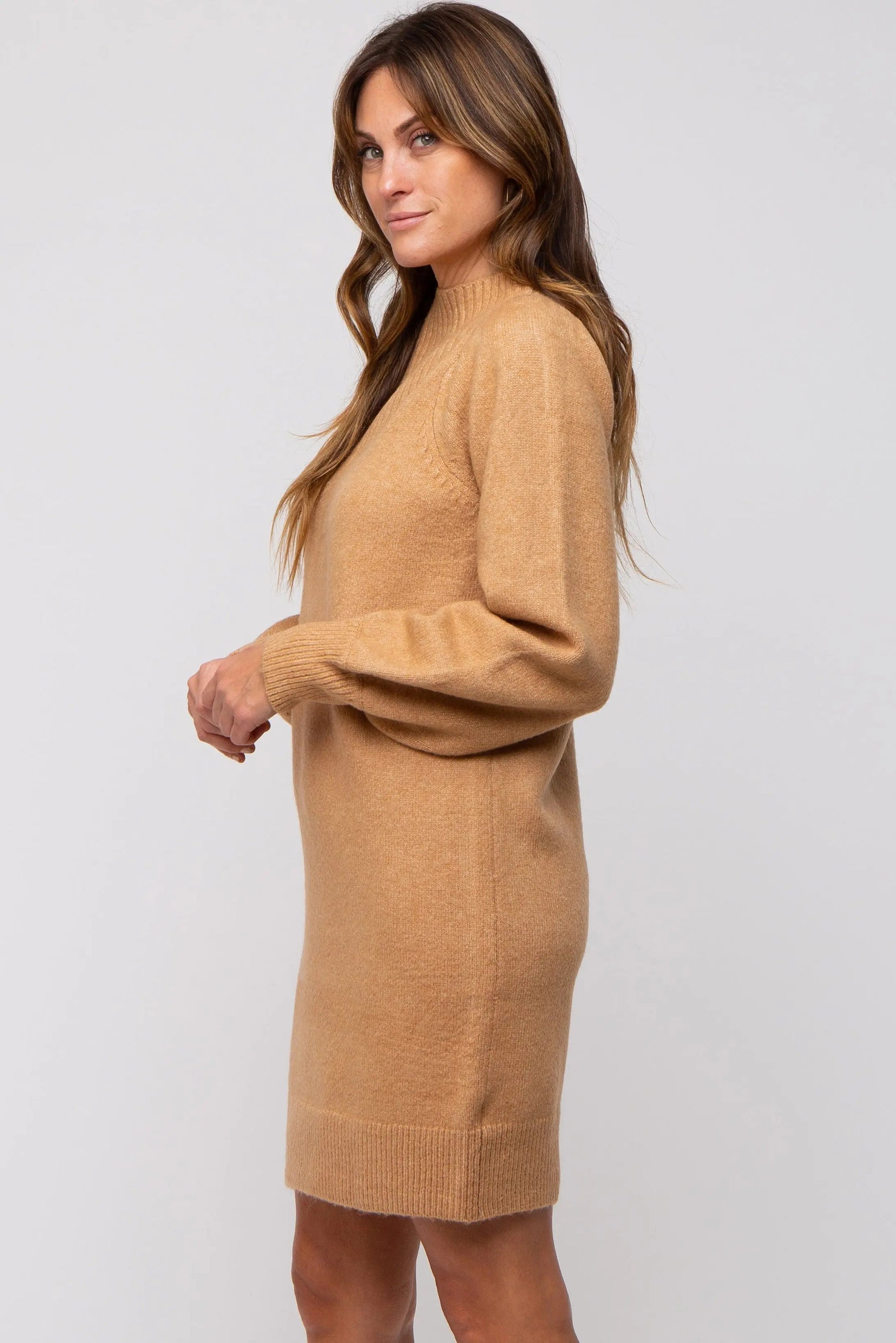 PinkBlush Camel Chunky Knit Sweater Dress - 