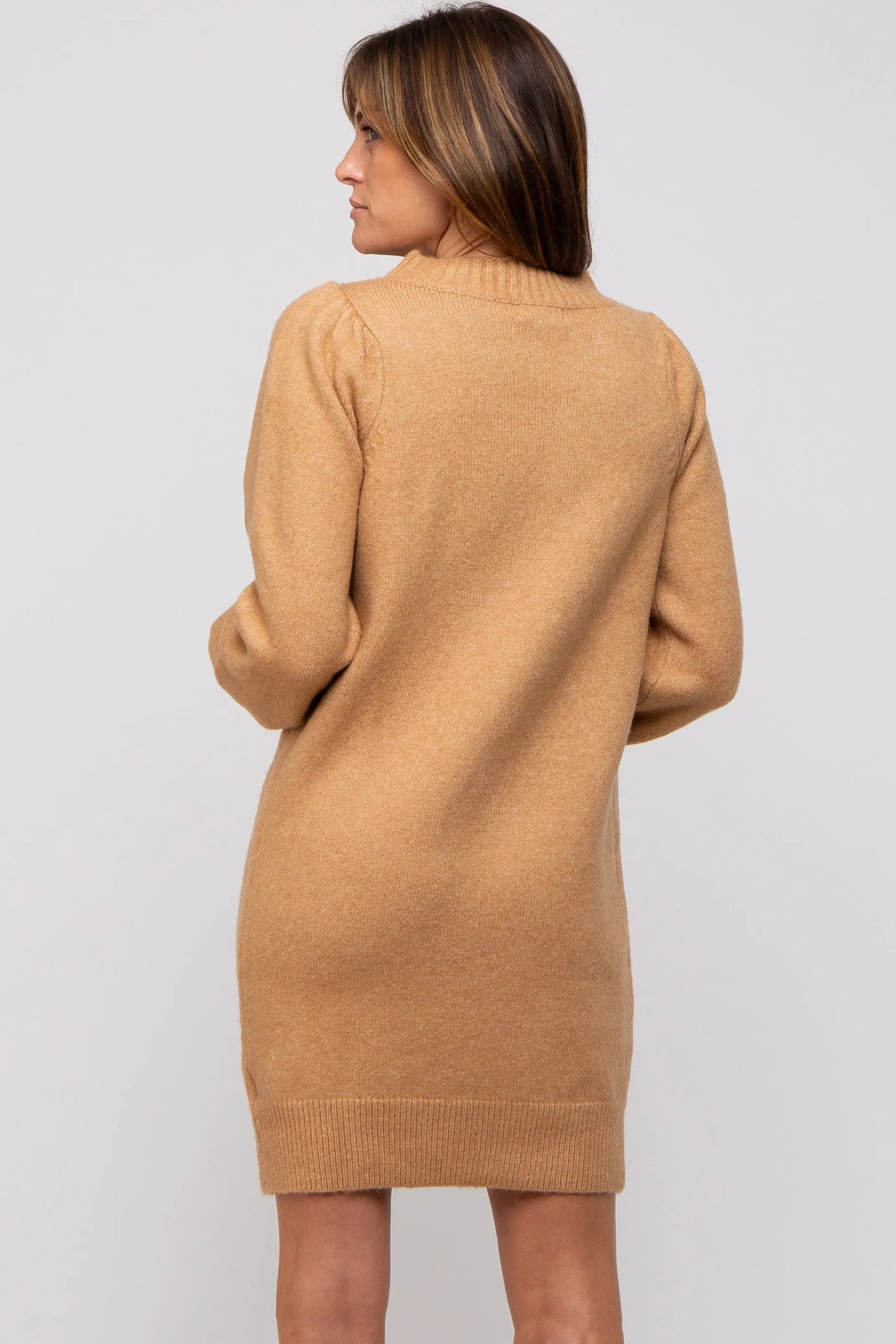 PinkBlush Camel Chunky Knit Sweater Dress - 