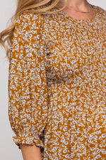 PinkBlush Camel Floral Smocked 3/4 Sleeve Maternity Midi DressEveretts Place