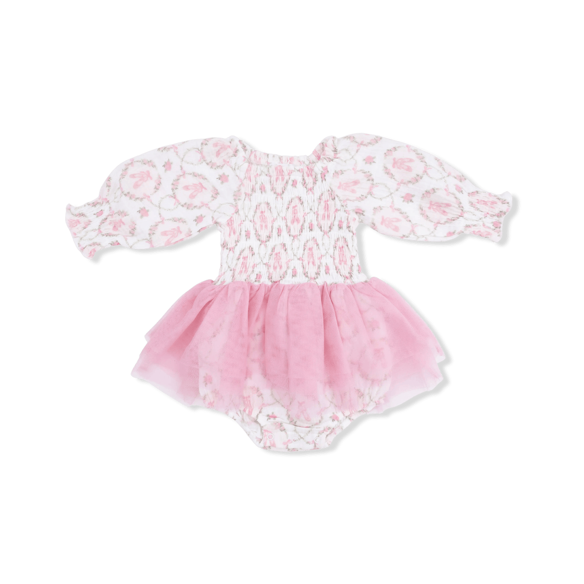 Angel Dear Cameo Ballet Shoes - Long Sleeve Smocked Bubble with Tutu - 