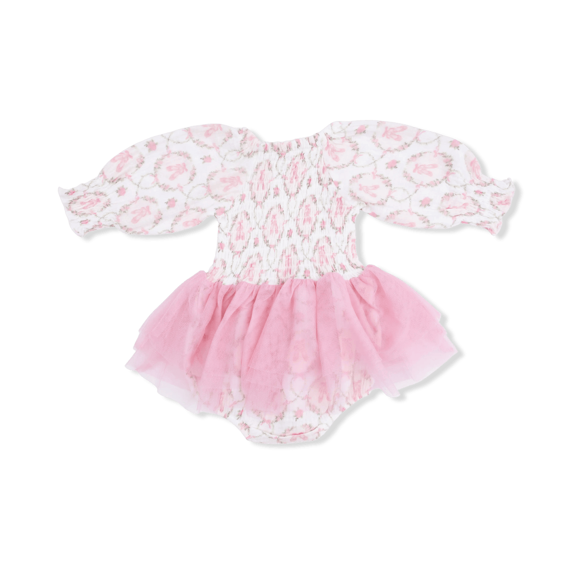 Angel Dear Cameo Ballet Shoes - Long Sleeve Smocked Bubble with Tutu - 
