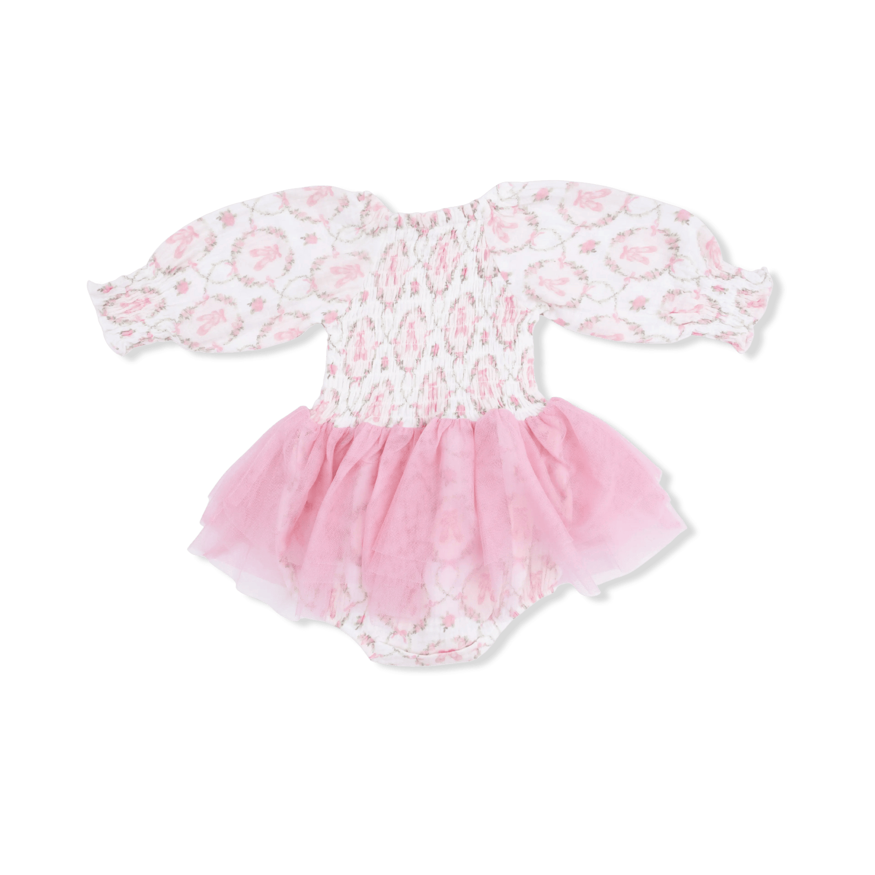 Angel Dear Cameo Ballet Shoes - Long Sleeve Smocked Bubble with Tutu - 