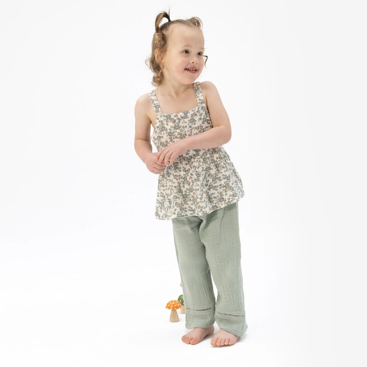 Angel Dear Camille Floral - Peplum Tank with Smocked Waist Pant - 