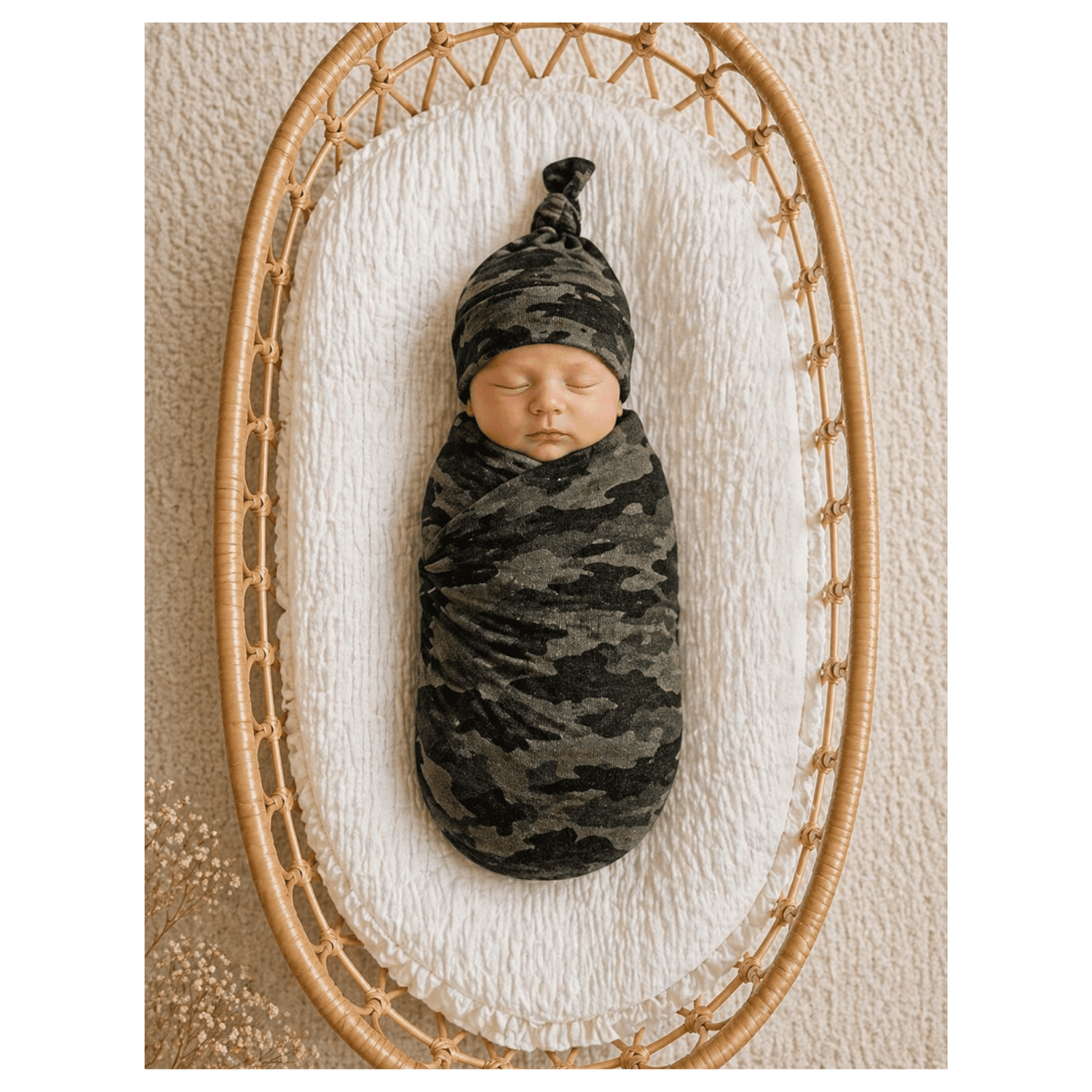 Harp Angel Boutique Camo Bamboo Baby Swaddle Blanket - Soft Stretch Newborn Wrap | Harp Angel Boutique