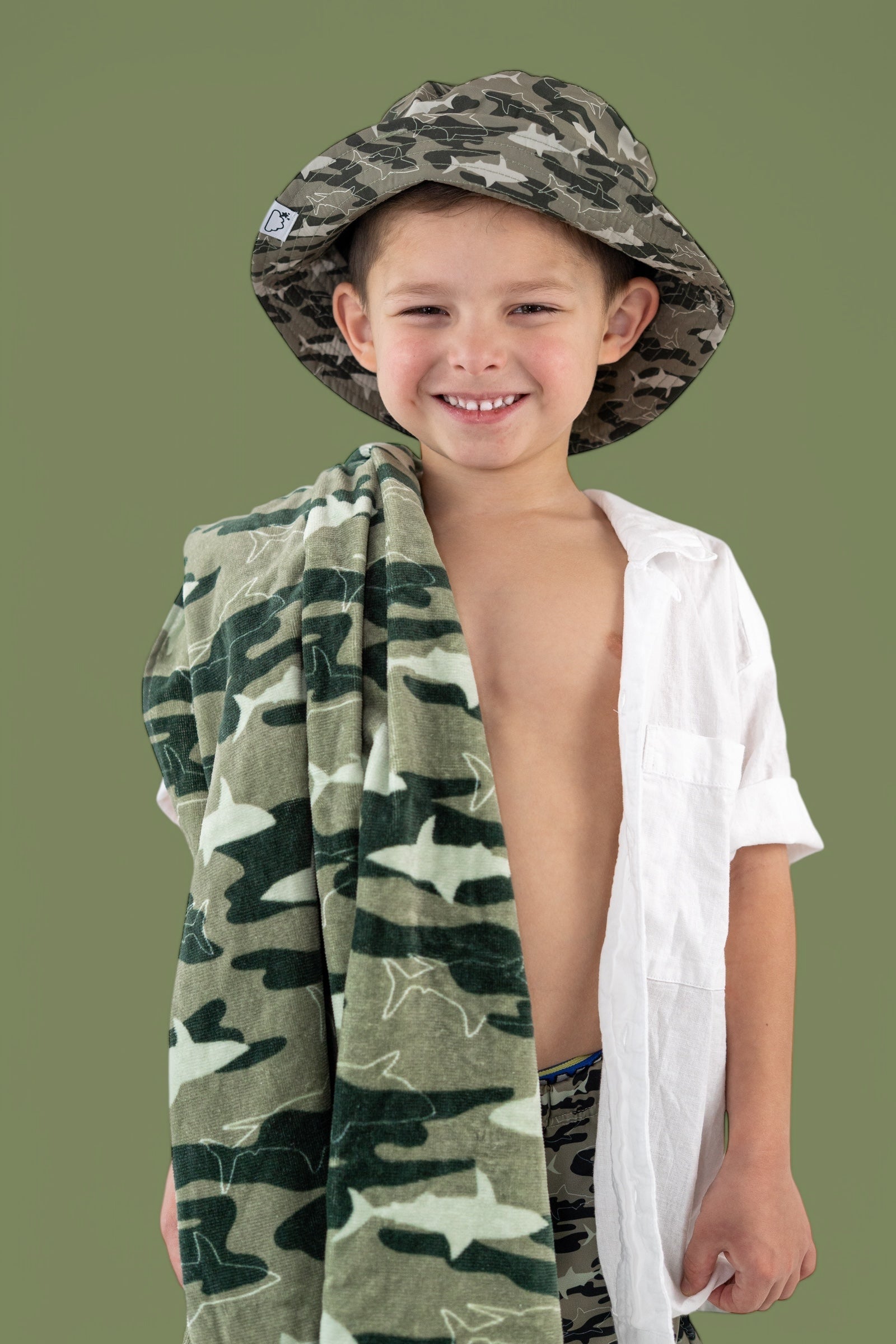 DREAM BIG LITTLE CO Camo Shark Dream Towel 31.5x63 Inch Cotton Beach TowelEveretts Place