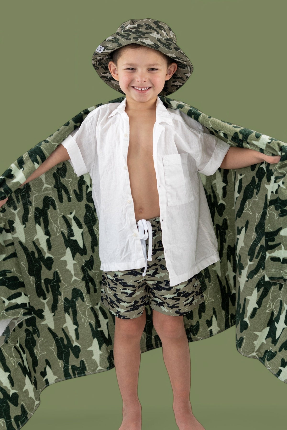 DREAM BIG LITTLE CO Camo Shark Dream Towel 31.5x63 Inch Cotton Beach TowelEveretts Place