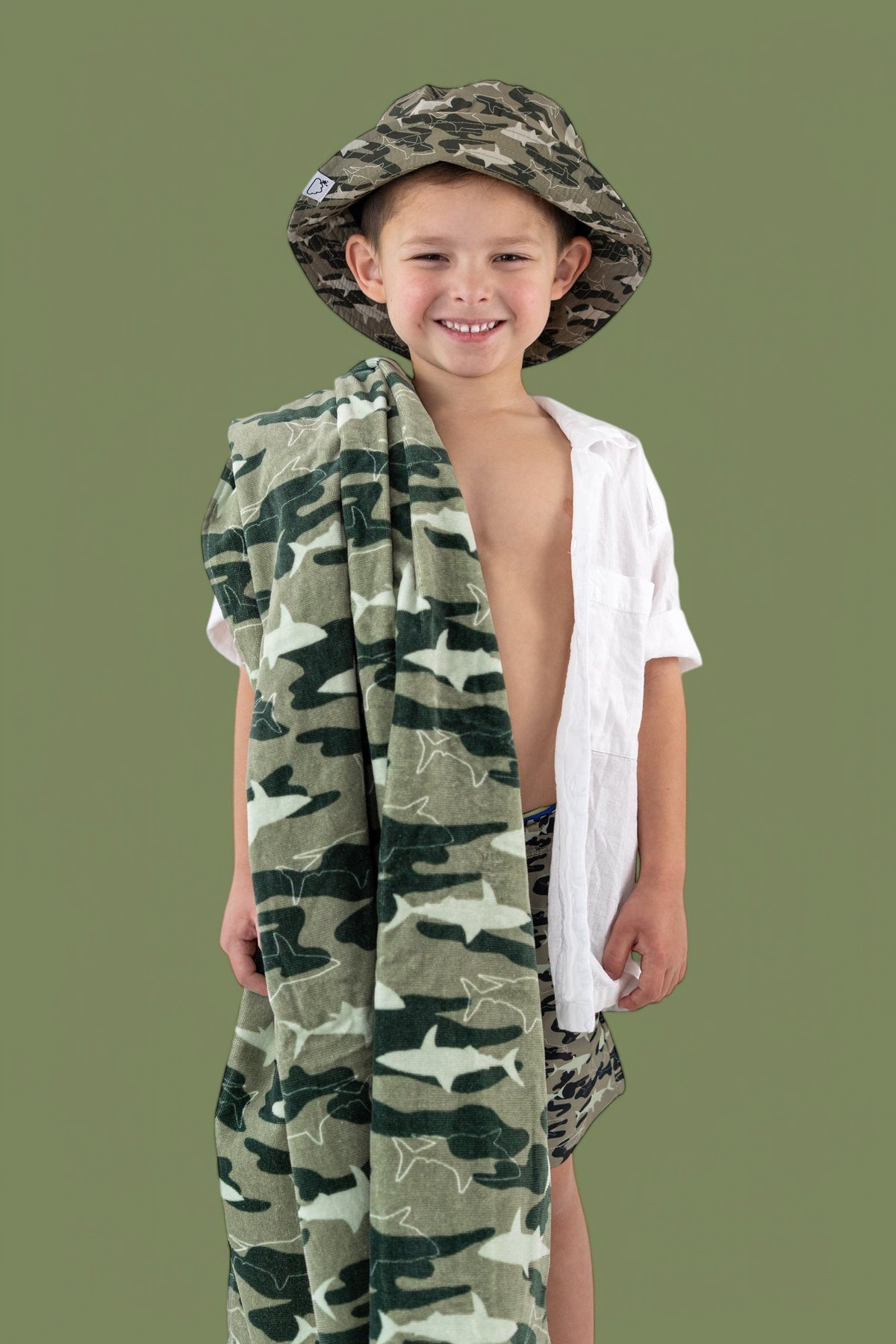 DREAM BIG LITTLE CO Camo Shark Dream Towel 31.5x63 Inch Cotton Beach TowelEveretts Place