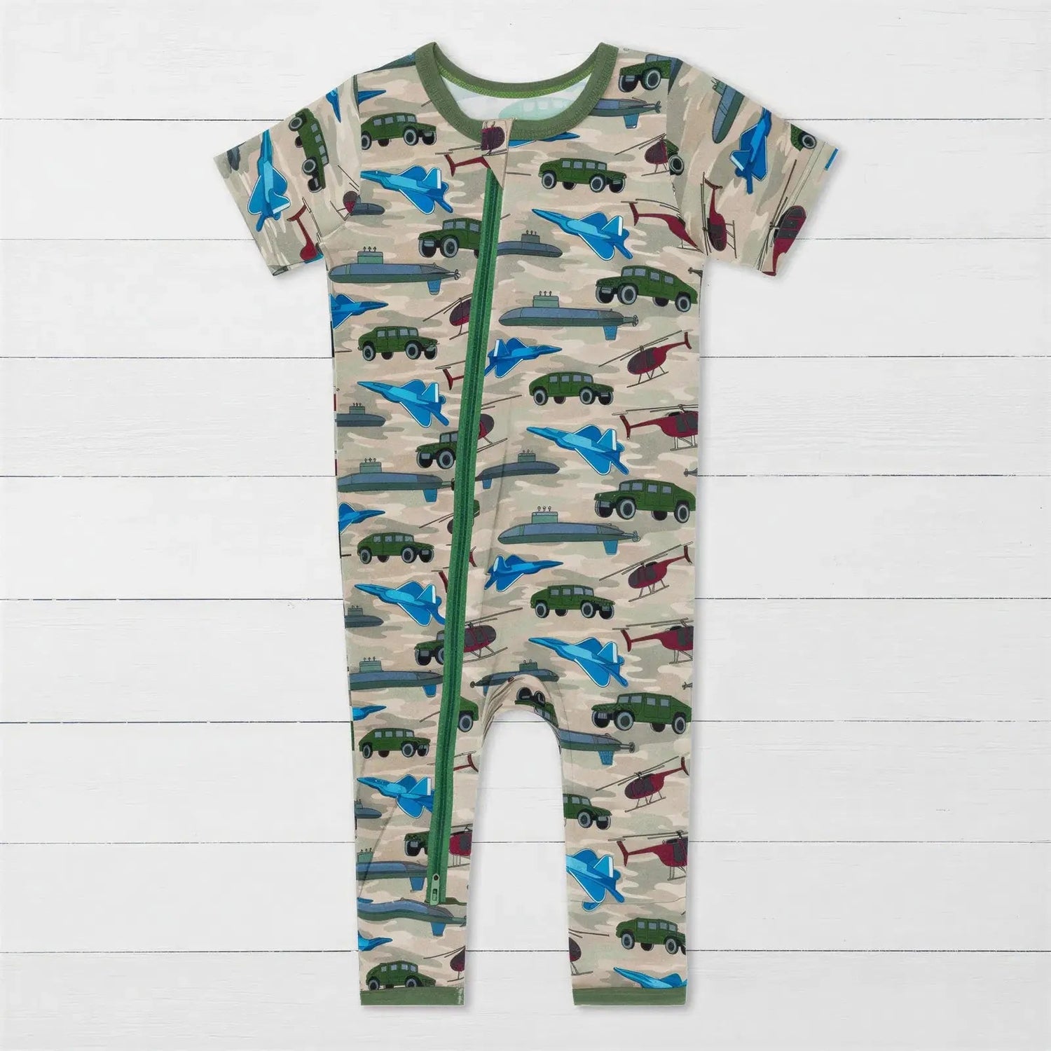 Bestaroo Camo Soft Bamboo Spandex Baby Romper With Dual Zippers For Easy Diaper Changes - 