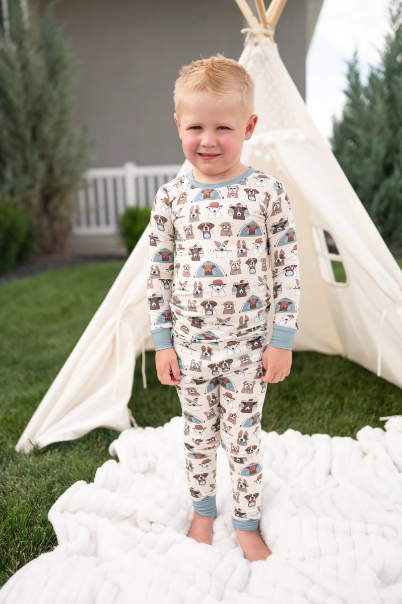 Dreamlet Camp Paws Long Sleeve Pajama Set Blue For Dogs Dreamlet - Everetts Place Boutique - 