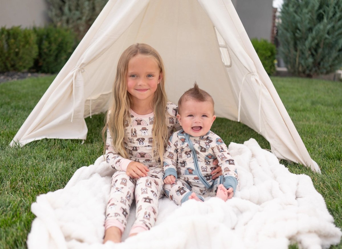 Dreamlet Camp Paws Long Sleeve Pajama Set Pink For Dogs Dreamlet - Everetts Place Boutique - 