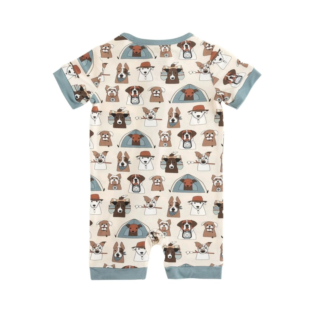 Dreamlet Camp Paws Romper Blue Lightweight Cozy Summer Outfit - Everetts Place Boutique - 