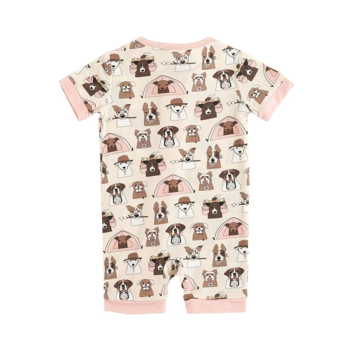 Dreamlet Camp Paws Romper Pink Camping Canine Print For Babies - Everetts Place Boutique - 