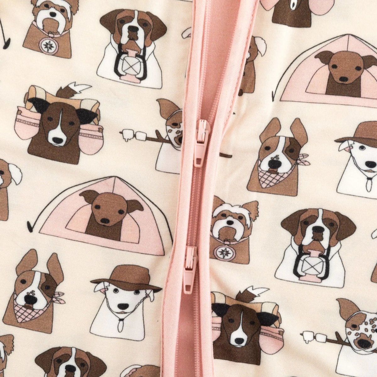 Dreamlet Camp Paws Romper Pink Camping Canine Print For Babies - Everetts Place Boutique - 