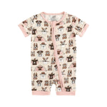 Dreamlet Camp Paws Romper Pink Camping Canine Print For Babies - Everetts Place Boutique - 